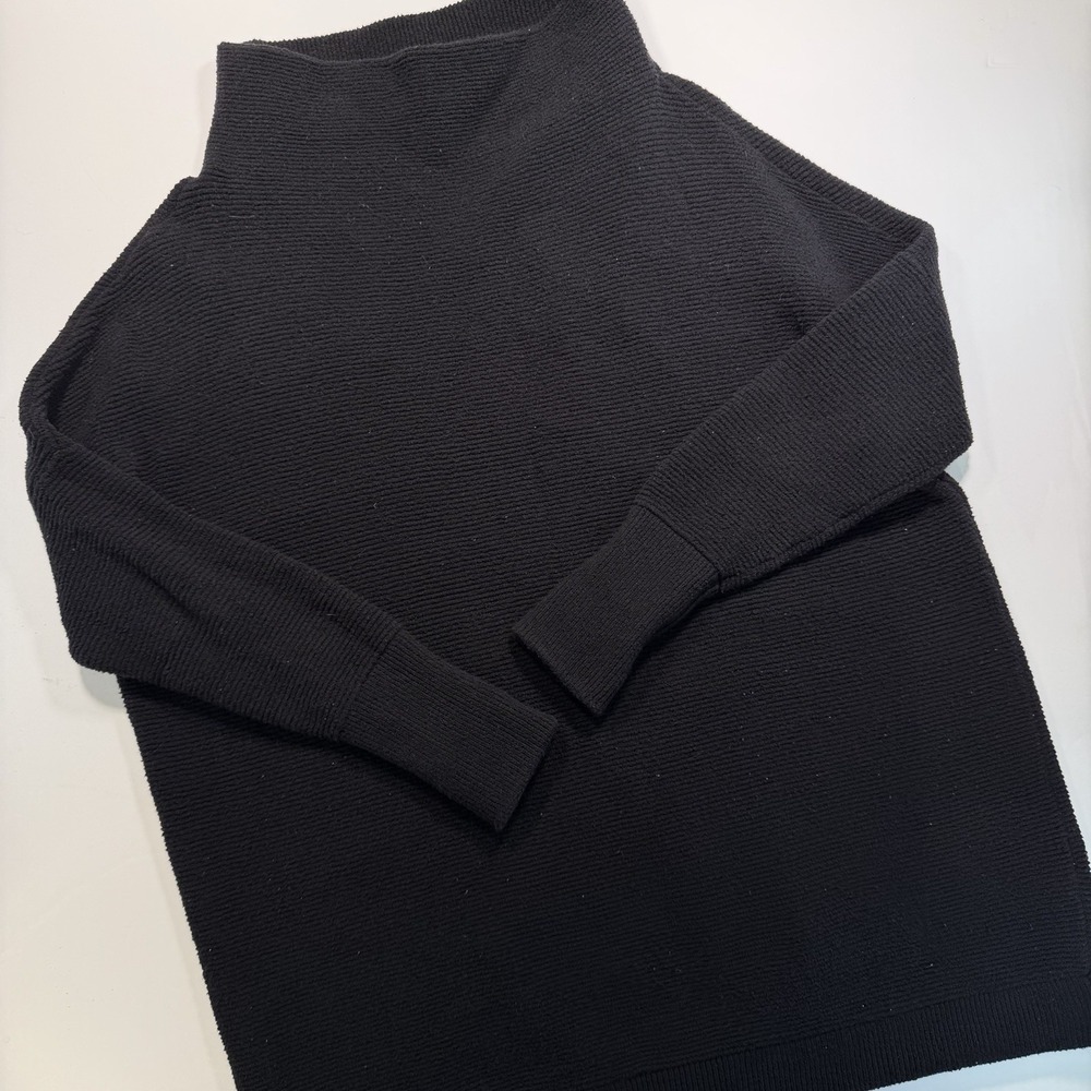 Free People Women's Black Long Sleeve Ribbed Tunic‎ Top XS Mock Neck Classic
